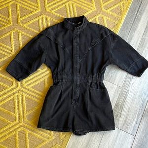 Zara black denim romper